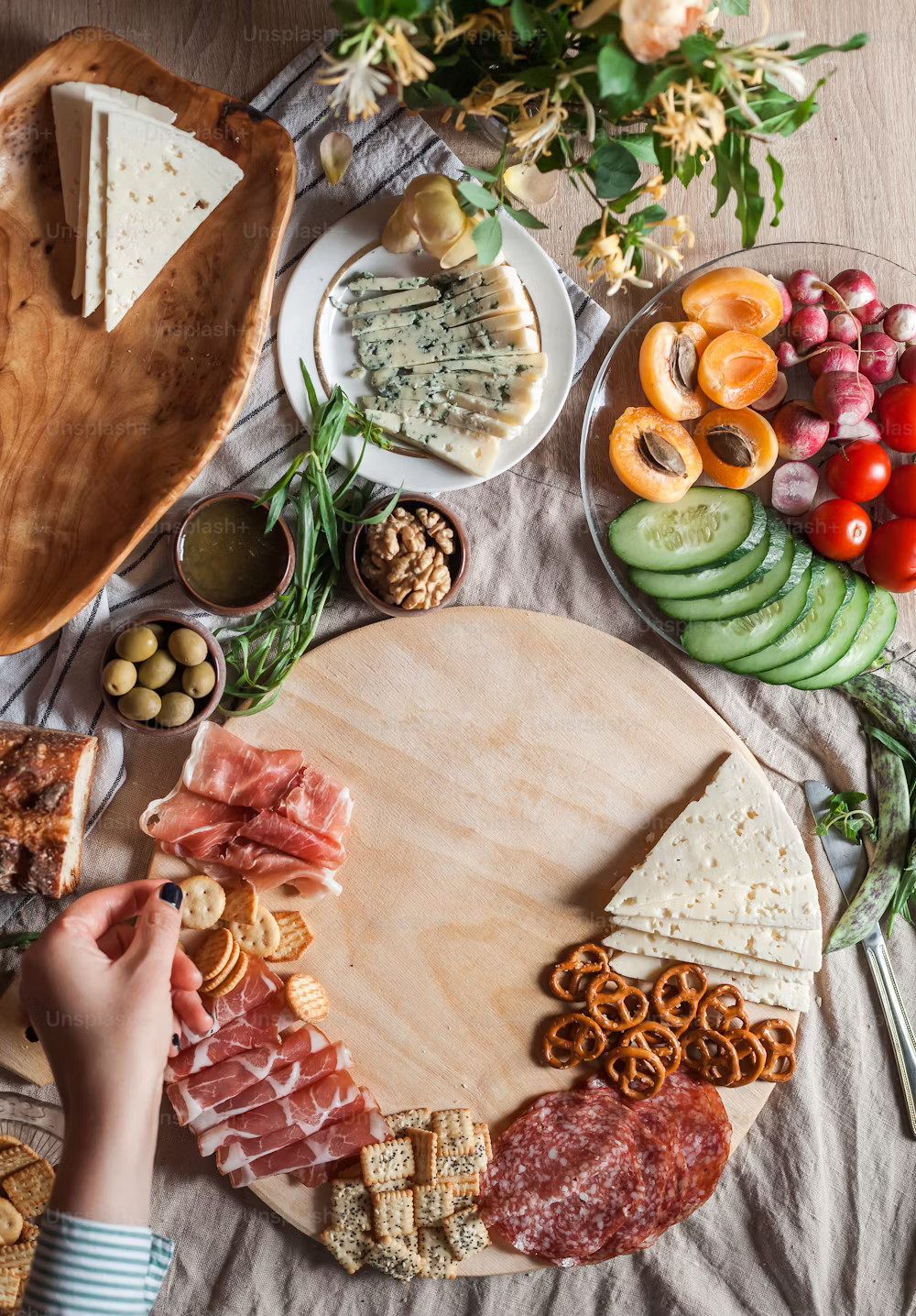 Beautifully laid charcuterie board